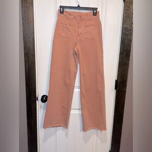 OAT New York Peach Wide Leg Raw Hem Jeans